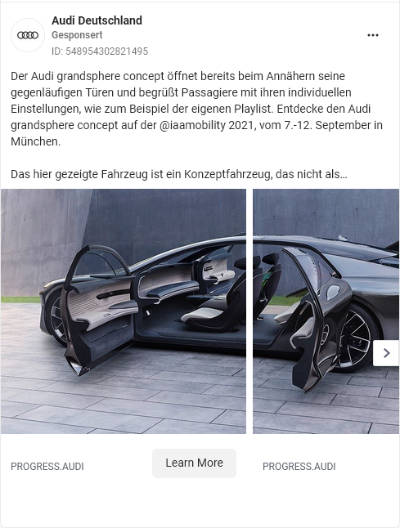 Audi Deutschland: Micro-Content-Anzeige grandsphere concept