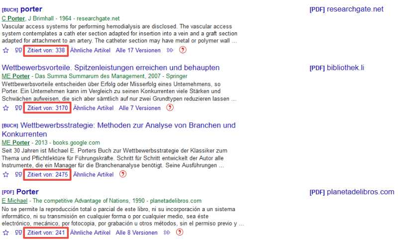 Screenshot: Google Scholar Anzahl Zitationen