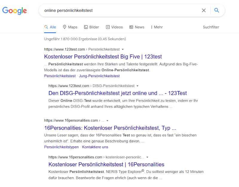 Beispiel für eine Do Query | Google SERPs