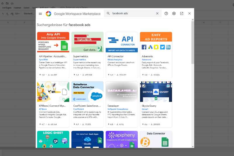 Google Sheets Facebook Ads Add-Ins