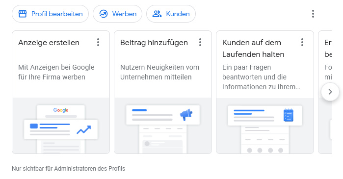 Profil-Verwaltung aus der Google-Suche 