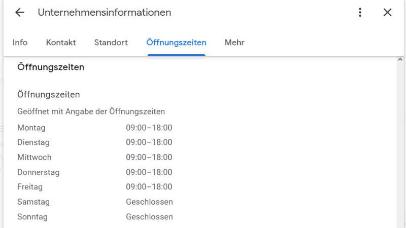 Öffnungszeiten im Google Business Profil anpassen