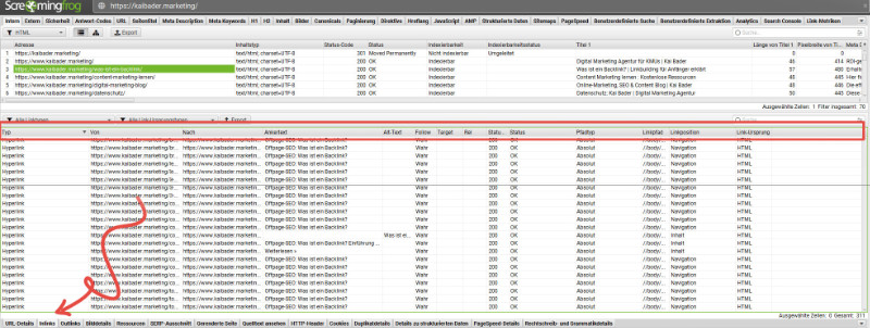 Internal Linking Audit in Screaming Frog